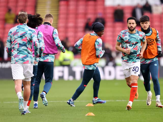 Andros Townsend of Luton Town warms up prior to the Premier League match between Sheffield United and Luton Town at Bramall Lane on December 26, 2023 in Sheffield, England. (Photo by George Wood/Getty Images)