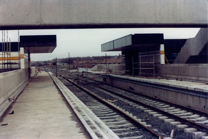 Tyne Dock Metro Station under construction in February 1982.