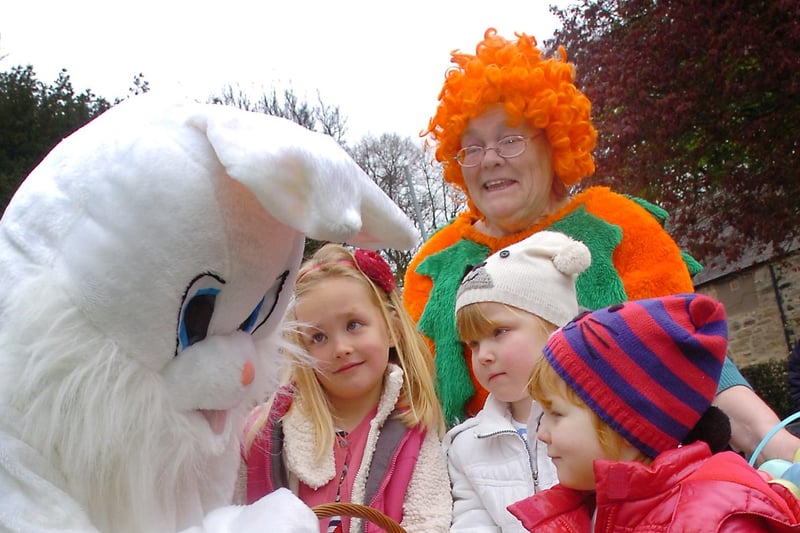 The Easter Bunny had fun meeting Aimee Parker and sisters Olivia and Isabelle Mann at Rectory Park, Houghton in 2012.