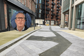 Strip of asphalt on Wellington, Cambridge and Charles streets and, inset, Sean McClean, director of regeneration and development at Sheffield City Council.