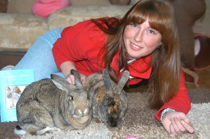 Joanne Keenan produced a book about rabbits in 2009 and here she is with house pets Winston and Angel.