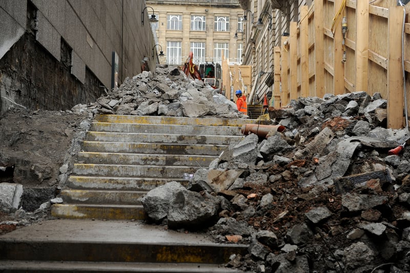 A view of Waverley Steps, at the Princes Street side of Waverley station while they were being redeveloped in 2012.