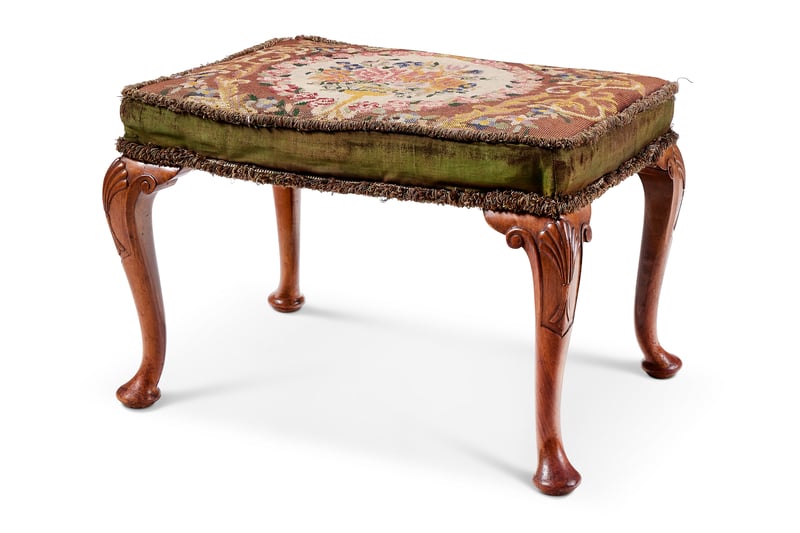 This stool in George II style comes from Princess Margaret’s apartments at Kensington Palace, features a decorative top with shell carved knees and pad feet. It has an estimate of £400-£600 (lot 141