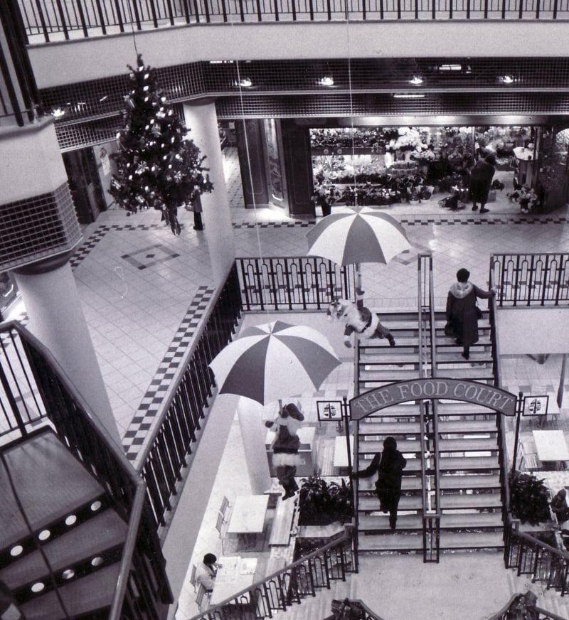 The Food Court at Orchard Square shopping centre, Sheffield, in November 1987