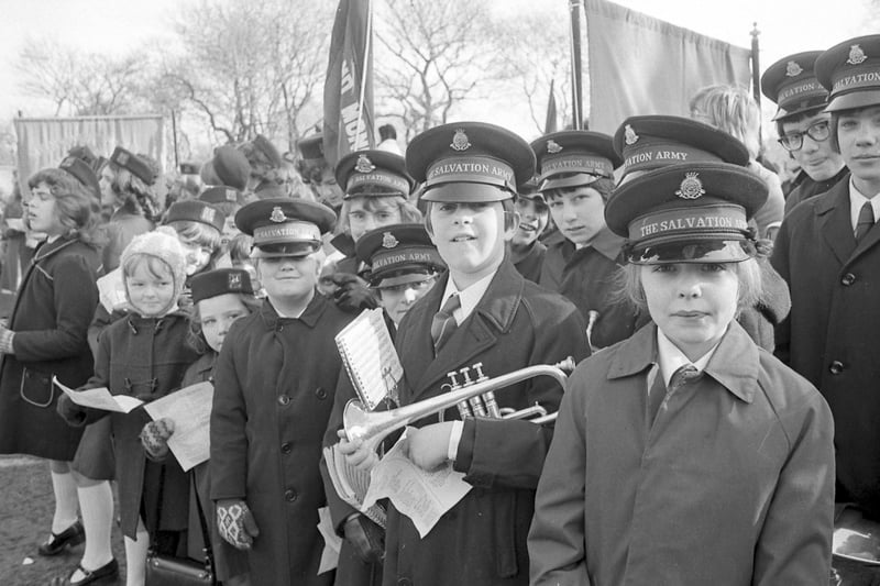 On parade at the Good Friday service in Sunderland in April 1975.