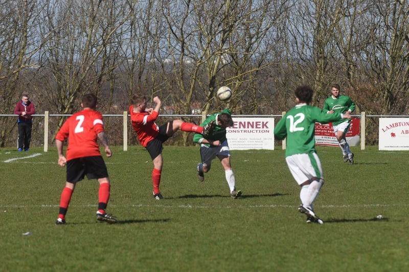 The hard-fought Billy Pemberton Memorial Cup final between TC Plastics (red) and Ryhope Railway Inn at Ford Quarry Complex in 2016.