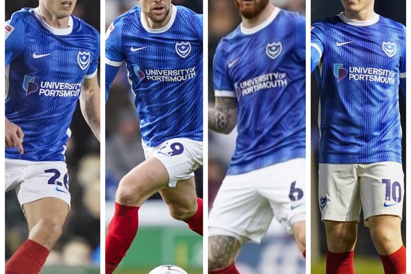 From left to right, Tom Lowery, Callum Lang, Connor Ogilvie and Anthony Scully are all currently sidelined for Pompey.
