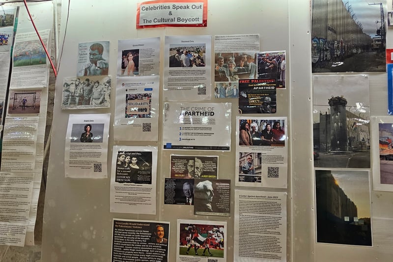 A display dedicated to the celebrities who have spoken out about the Apartheid including Emma Watson, Desmond Tutu and Angela Davies.