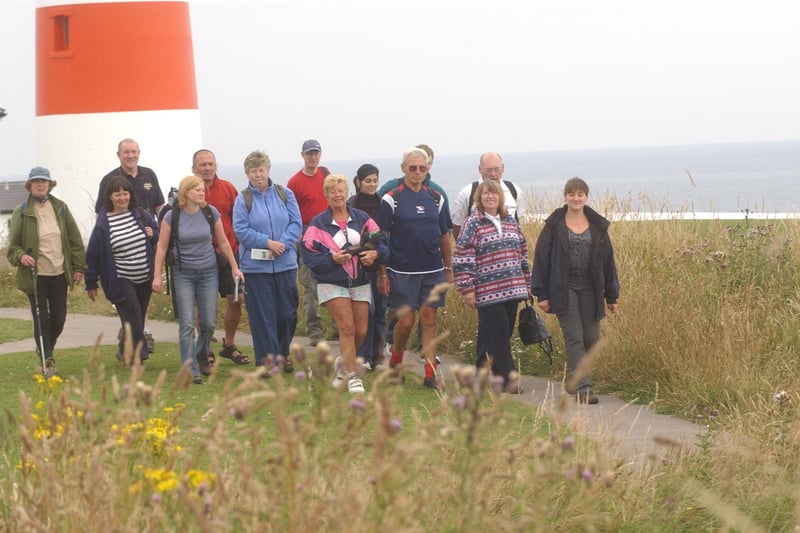Wildspace Officer Sandra Dobigny, right, led walkers on a route along the clifftops in a local nature reserves ramble 19 years ago.
