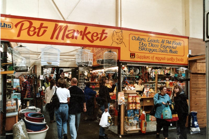 A busy pet market in the indoor section of Kirkgate Market. Pictured in September 1999.