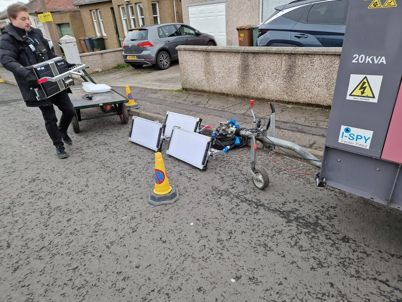 More lights were brought along to allow filming to take place at night at the Longstone street.
