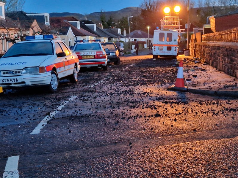On Wednesday evening 1980s-style emergency services vehicles were on the street ahead of night-time scenes being filmed.