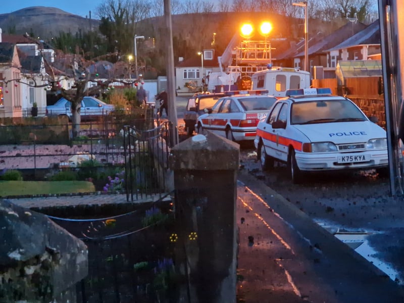 As well as the vintage vehicles, gravel was scattered across the street, presumably to recreate Lockerbie after the disaster struck the town in 1988.