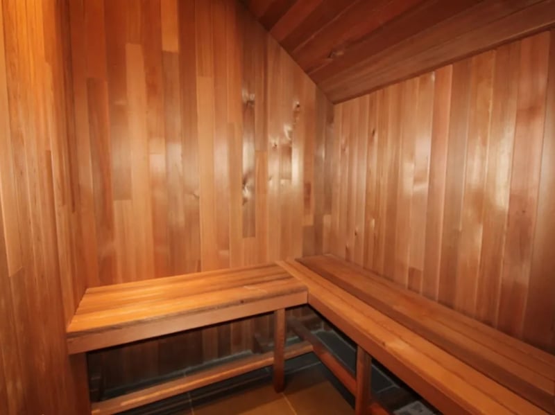 The dark door in the previous picture gives you access to the home sauna.