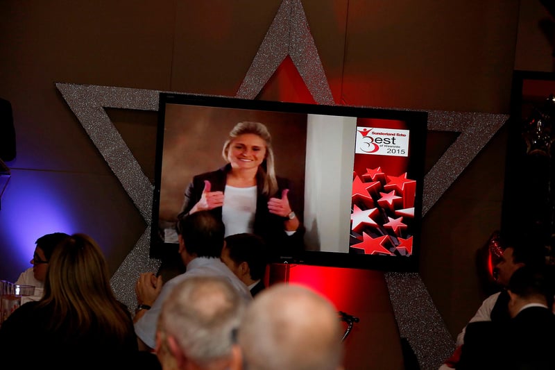 Guests at the 2011 Best of Wearside event watched the screens as Steph gave a speech - moments after winning an award.