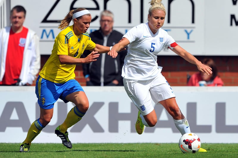 Steph on the ball in a friendly international in 2014.