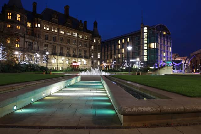 Sheffield city centre at night