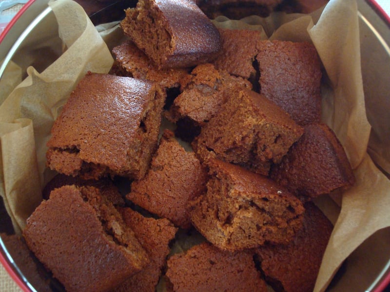 Parkin is a traditional ginger cake flavoured with syrupy molasses, oatmeal and spices.