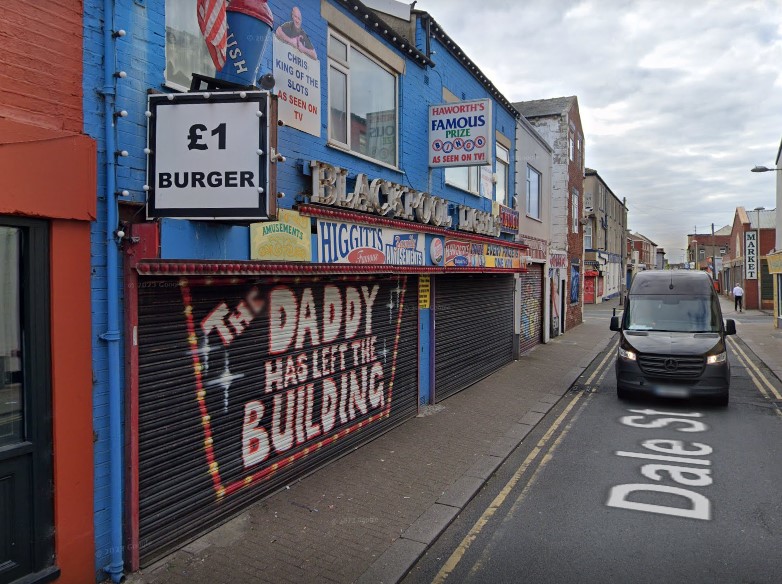 The famous £1 burger available at Higgitt's Las Vegas Arcade on Dale Street.