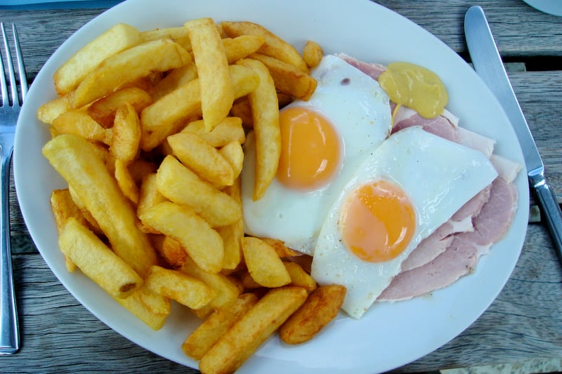 One of life's simplest pleasures, egg and chips is a popular dish in Lancashire.