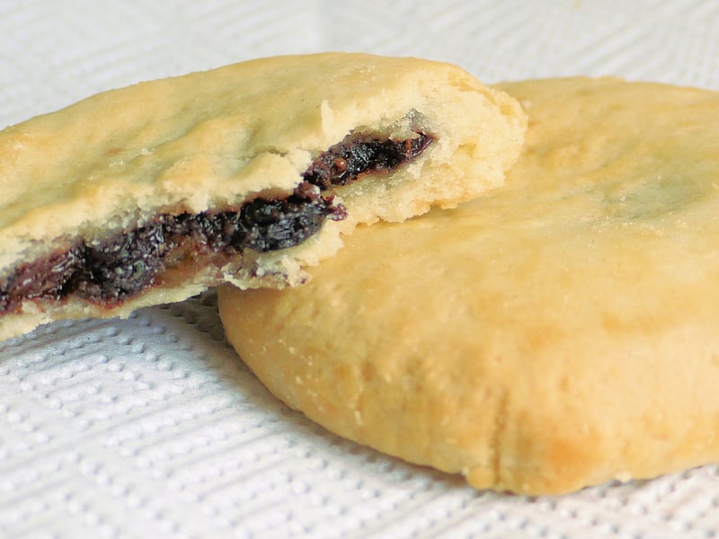 Chorley cakes are flattened, fruit filled pastry cakes.