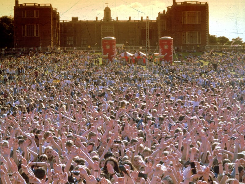 Revellers at free pop extravaganza Party in the Park held at Temple Newsam Park.. Up to 50,000 people obtain free tickets to attend the summer spectacular featuring well-known singing stars.