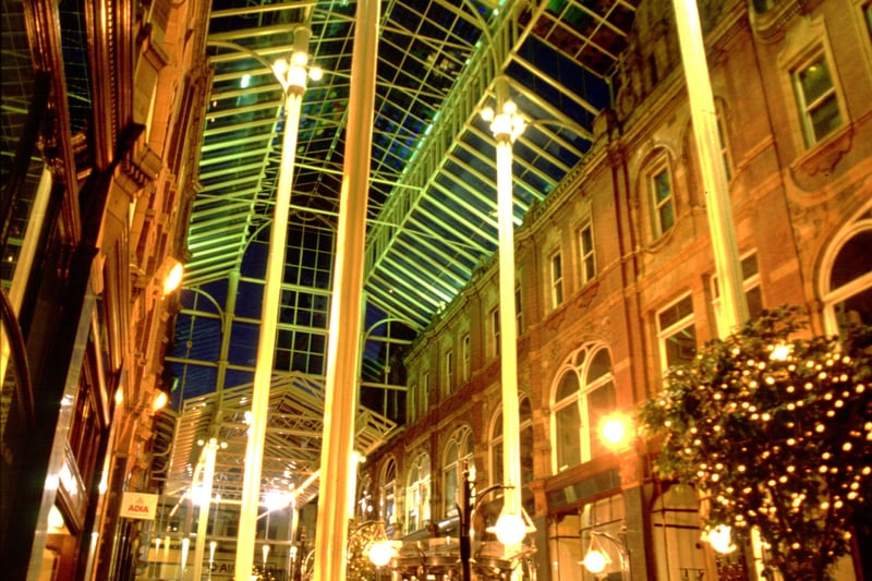An evening view inside the Victoria Quarter.