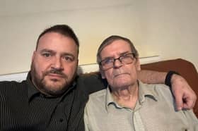 Matthew Capehorn with his father Malcolm. The pair have been left frustrated by KFC restaurants in South Yorkshire as they have refused to grant Malcolm's wishes for original recipe chicken breast.
