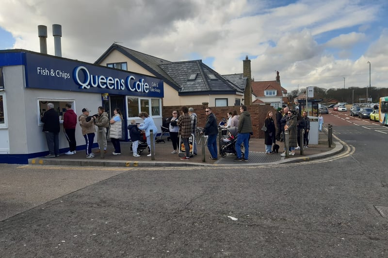 Long queues were forming before midday as people couldn't wait to get their fish and chips.