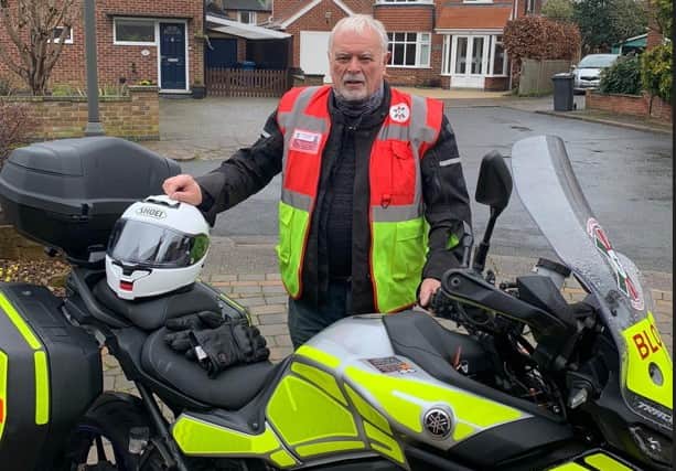 A motorcyclist who delivers blood has complained about the state of the roads after he hit a pot hole on his way to Sheffield (Photo: SWNS)