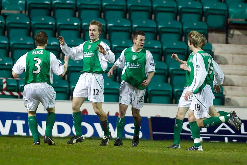 Nicol (second left) made his way to Easter Road from  Raith Rovers for a reported six-figure fee. Made just 19 league appearances in three seasons and exited for Peterhead having already spent time on loan at Norwegian side Stromsgodset.