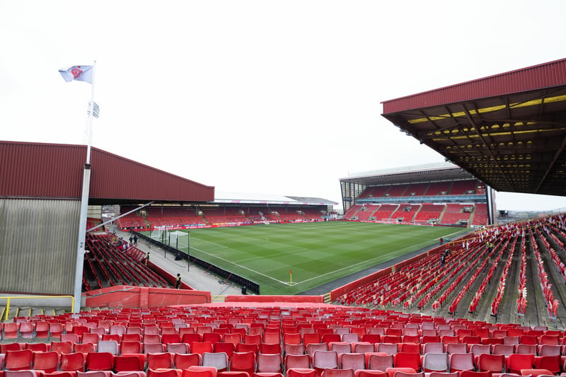 Overall rank: 6. Capacity: 20,866. Pittodrie is the fourth largest stadium in the SPFL and the largest stadium in Scotland outside the Central Belt. Ross County’s home ground beat Pittodrie by a mere 0.11 points.