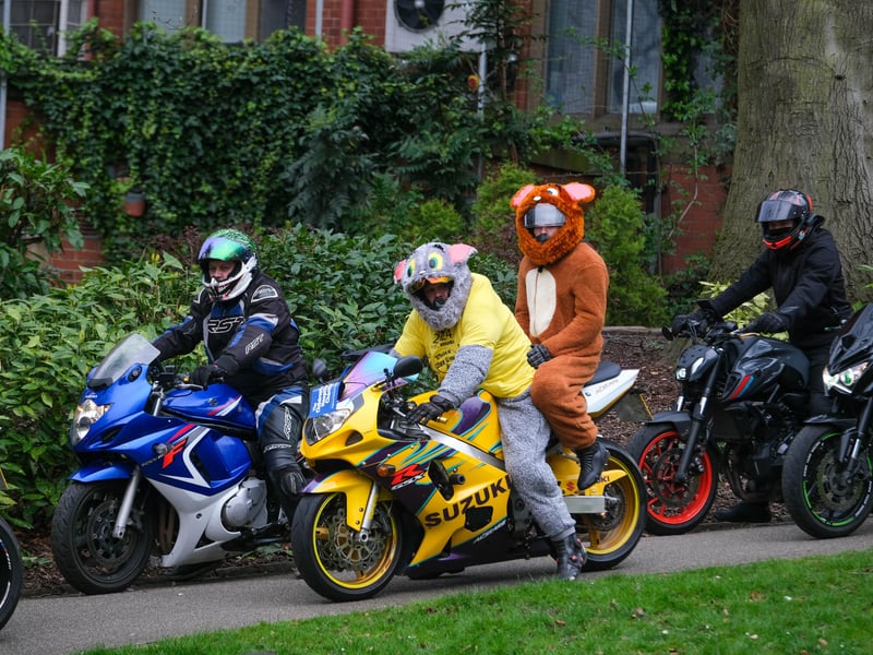 Just two of the costumes riders wore for the Egg Run. 
