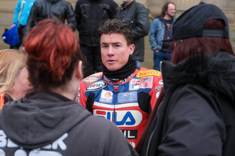 James Toseland met with guests in Weston Park after leading the Egg Run.