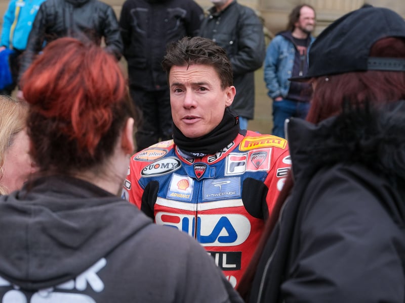 James Toseland met with guests in Weston Park after leading the Egg Run.