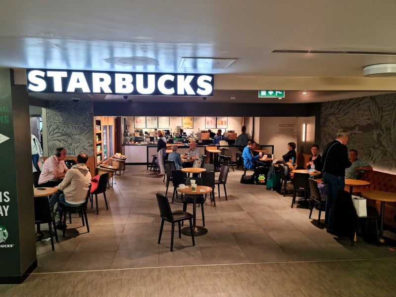Starbucks Coffee is open from the time of the first departing flight until final departure Tuesday-Sunday (closing at 6.30pm Monday) subject to the flight schedule.