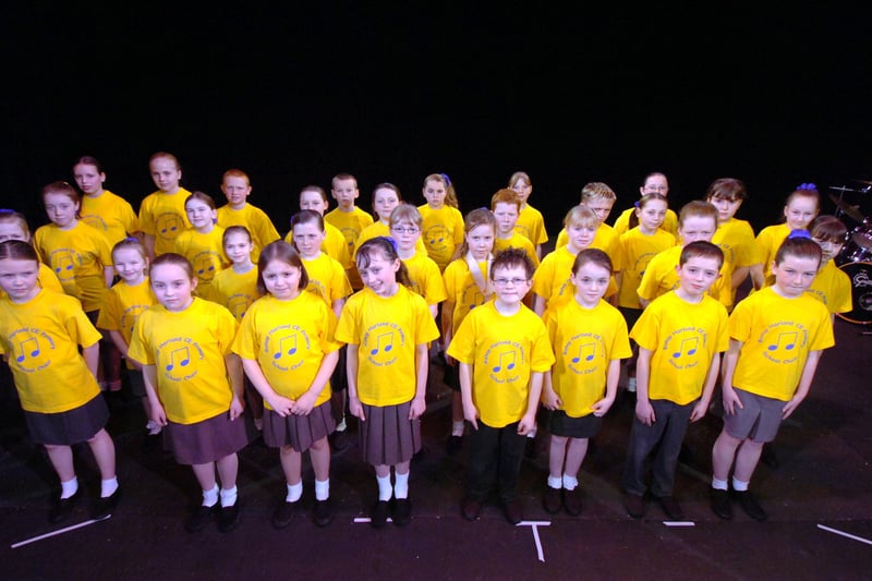 The Bishop Harland CofE Primary School choir in their smart shirts for their big day.