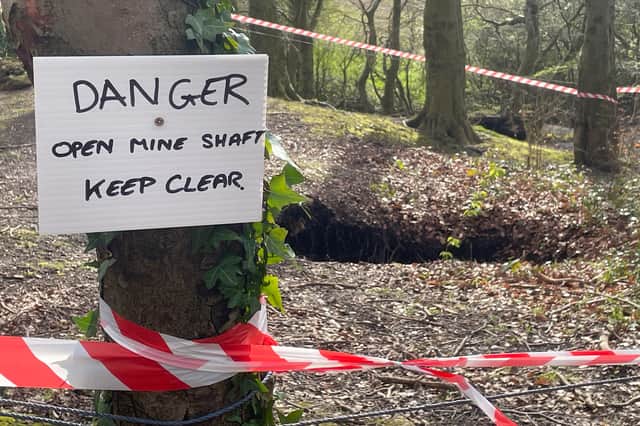 Red and white tape has sealed off the sink hole at Birley Wood, with concerns over safety. Picture: Dean Atkins, National World