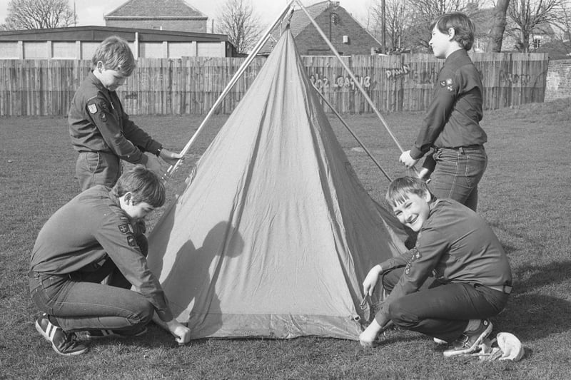 Ian Ross, Christian Burns,Garry Stoker, and Mark Ralph were having fun on a training course at the second Herrington Scout HQ in Crow Lane.