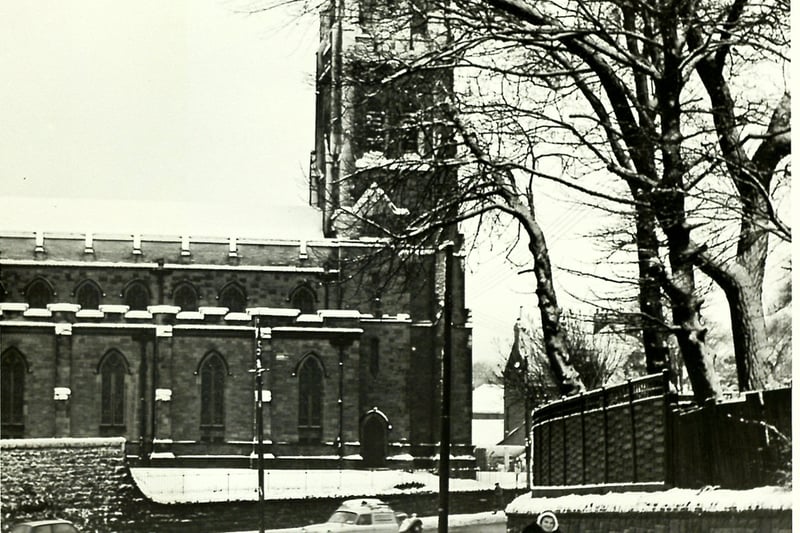 A snowy view of the Holy Trinity Church just off Armstrong Bridge.