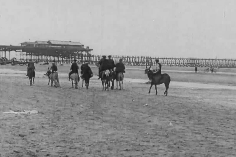 Donkeys on the beach in 1924