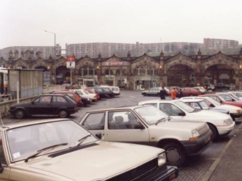Cars parked outside Sheffield Midland railway station