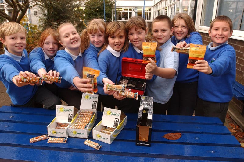 Well done to these pupils who ran their own tuck shop at the school in 2005.