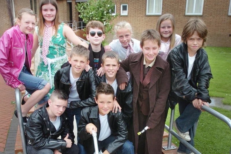 Some of the main characters from the school play 'Grease is the word isn't it?' which was performed at St Chad's Church Hall, 17 years ago.