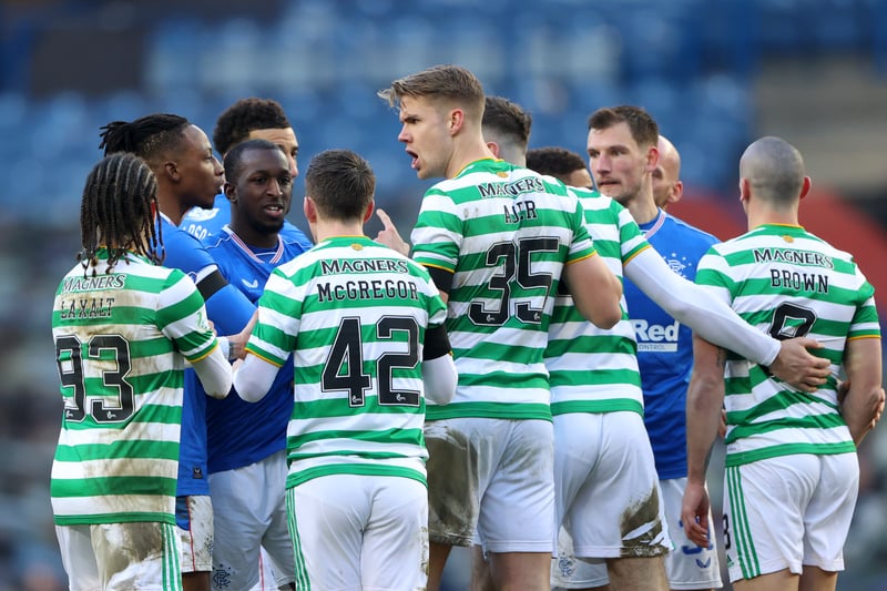 10-man Celtic's defence of the Premiership title crumbled as Rangers took a huge leap towards the silverware in a dramatic Old Firm contest at Ibrox. Nir Bitton was sent off for Celtic and Callum McGregor's own goal compounded a miserable afternoon for Neil Lennon's Hoops side as their hopes of sealing an unprecedented 10 league titles in a row faded.