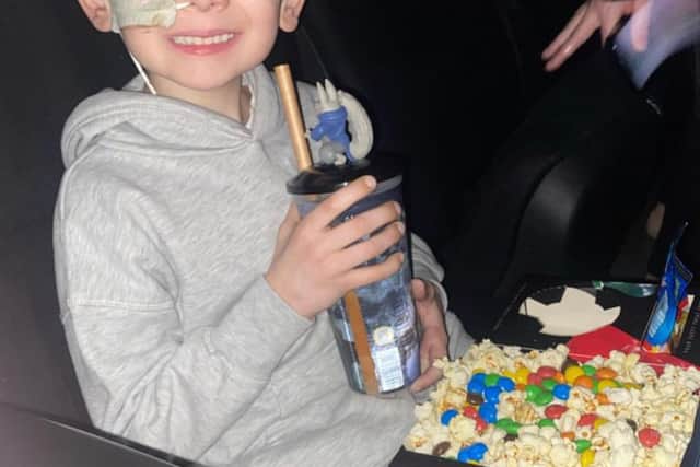Teddy smiling bright on a trip to the cinema this week (Photo: @teddykelly145 on Instagram, an account run by his parents on his behalf)