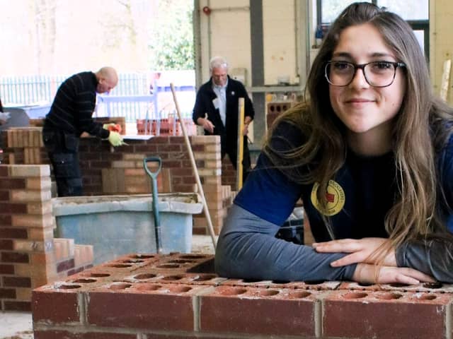 Morgan Simmons at the Guild of Bricklayers competition