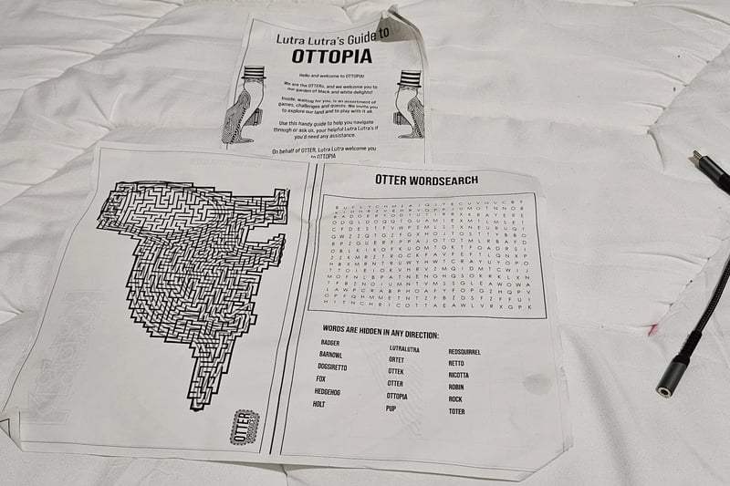 Visitors are given a Lutra Lutra's Guide to OTTOPIA as well as a games worksheet which includes a word search and maze.