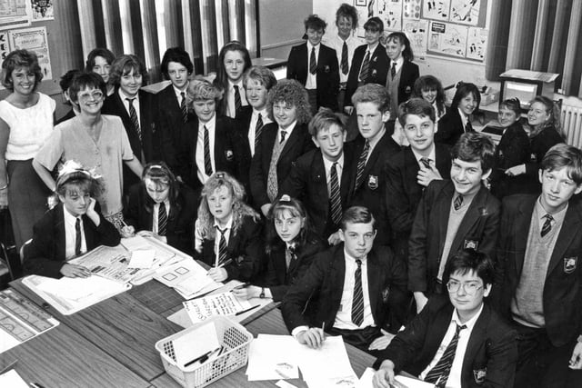 These budding journalists from St Wilfrid's Comprehensive School produced a French newspaper in 1989. Can you spot anyone you know? 