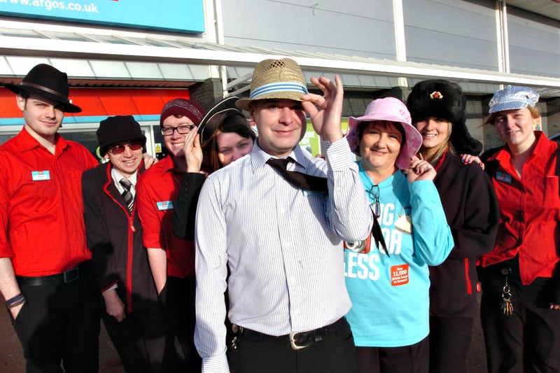 It was Crazy Hat Day at the Hylton Retail Park branch in 2012.
Store manager Simon Fullerton led the way.
